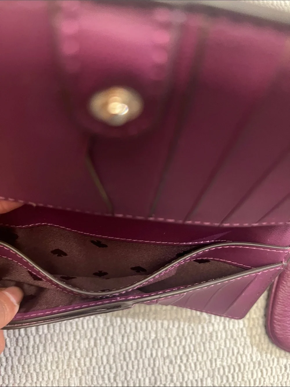 Authentic Kate Spade Burgundy Genuine Leather wallet matching Leather Coin Pouch